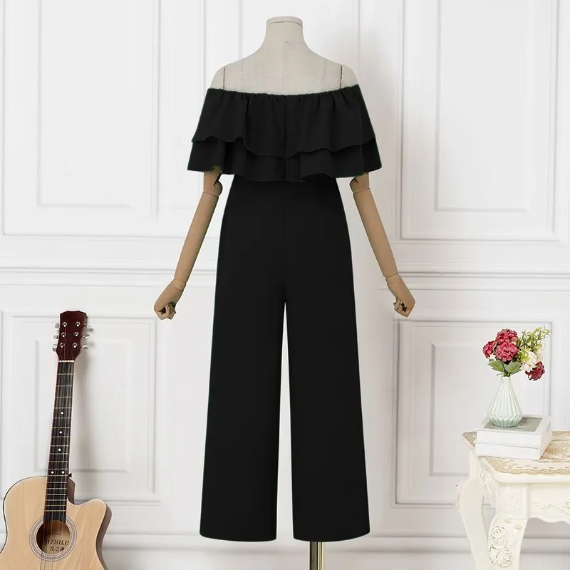 Off-Shoulder Ruffled Wideleg Rompers