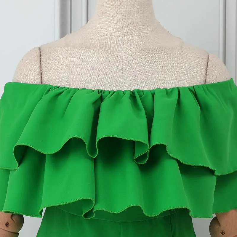 Off-Shoulder Ruffled Wideleg Rompers