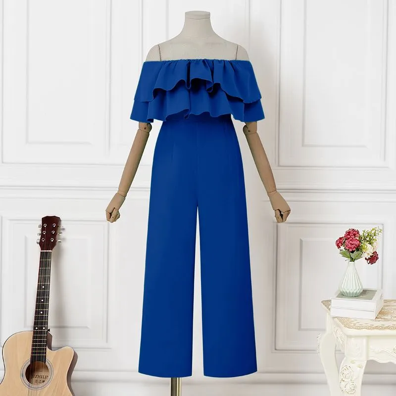 Off-Shoulder Ruffled Wideleg Rompers