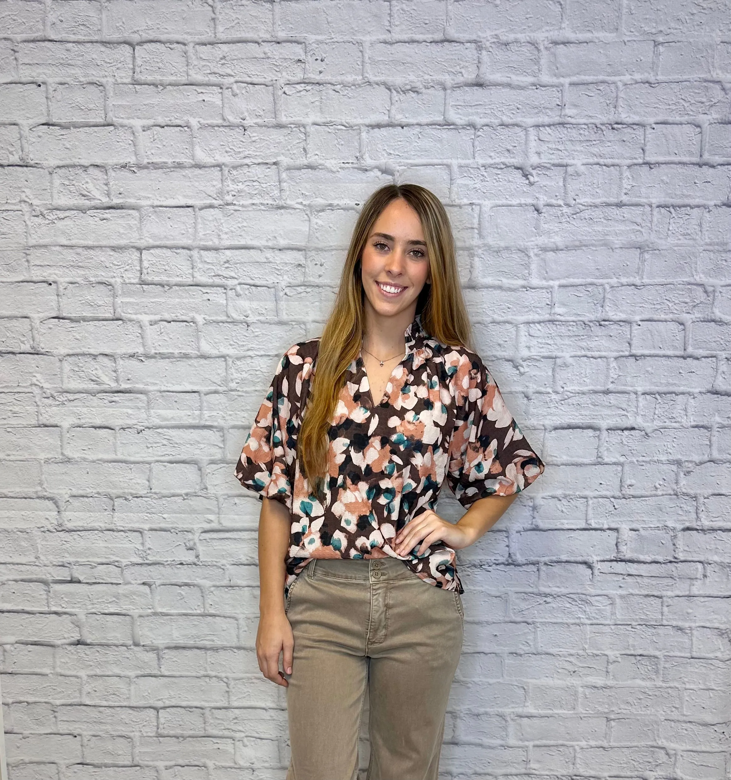 Puff Sleeve Printed Top