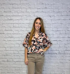 Puff Sleeve Printed Top
