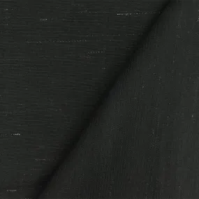 Pure Black Stiff Tropical Wool-Linen Woven Fabric