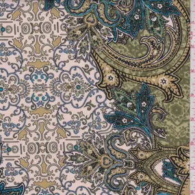 Sage/Gold Stylized Medallion Charmeuse