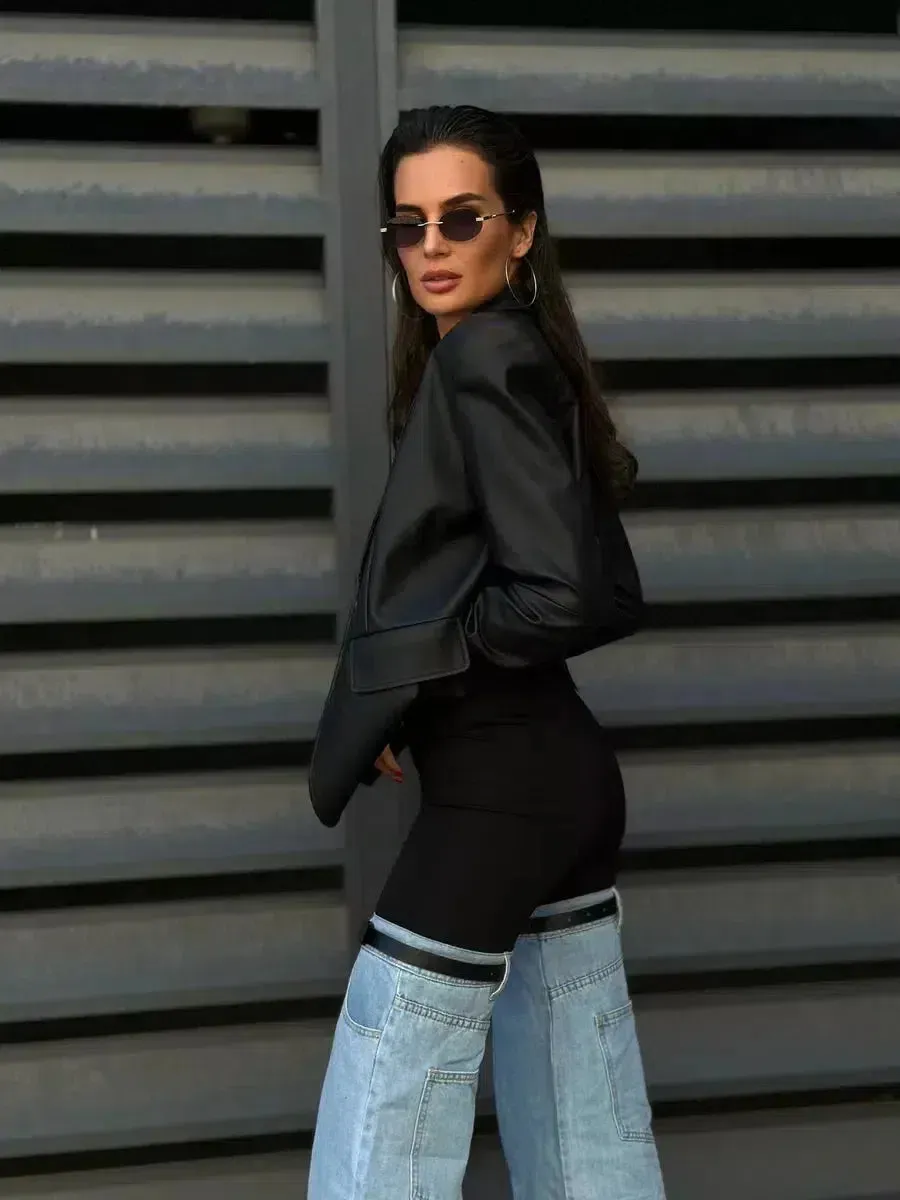 Salvatore – Spliced buckle detail – Denim pants