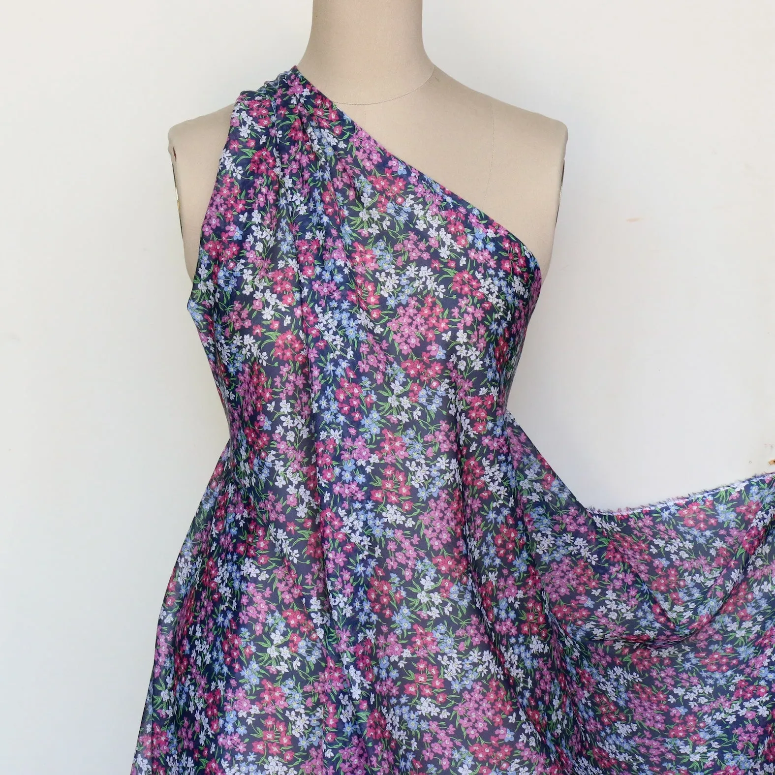 Sea Blossom Pink - Liberty Fabrics - Chloe Cotton Chiffon