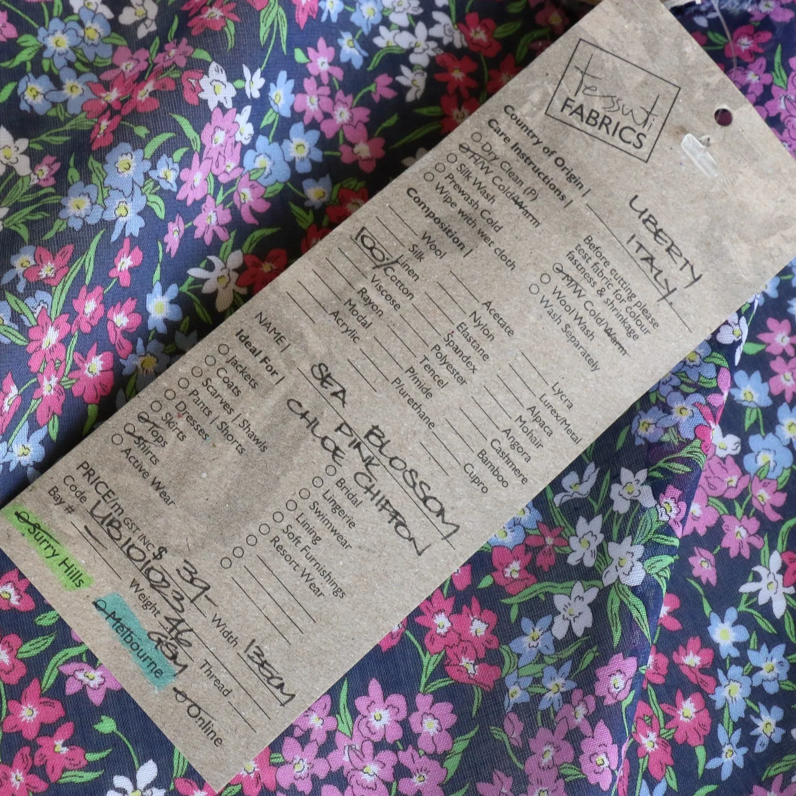 Sea Blossom Pink - Liberty Fabrics - Chloe Cotton Chiffon