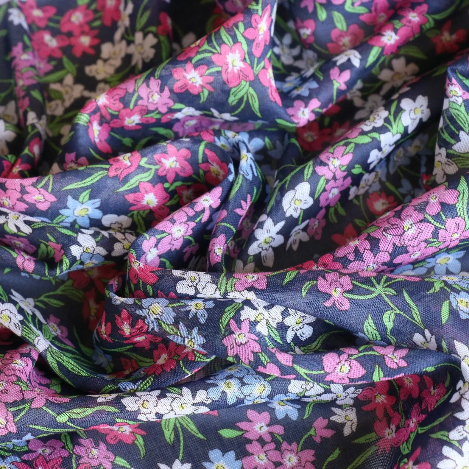 Sea Blossom Pink - Liberty Fabrics - Chloe Cotton Chiffon