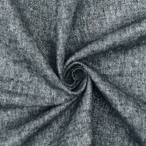 Silver-White-Navy Metallic Texture Stretch Cotton Chambray Woven Fabric