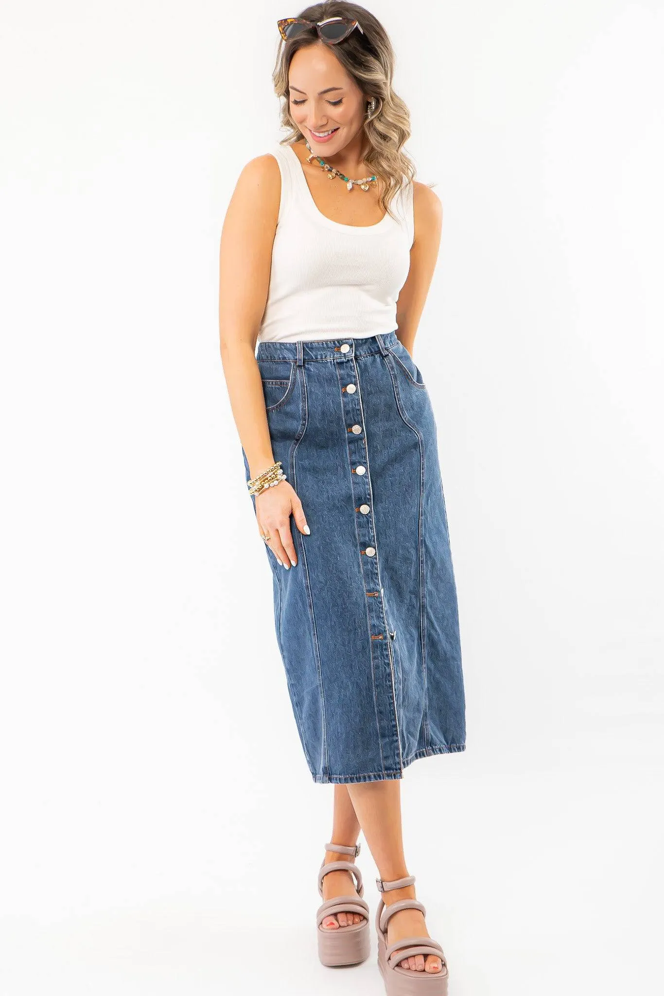 Thick Strap Ribbed Off White Basic Tank