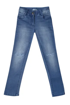 Tiny Girl Full Length Denim Pant With Torn Effect