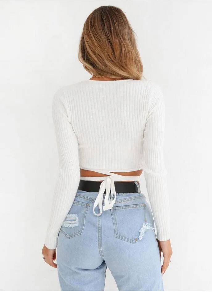 Women Ladies Summer Slim Crop Tops Long Sleeve T Shirt Casual Solid V Neck Knitted Short Tops