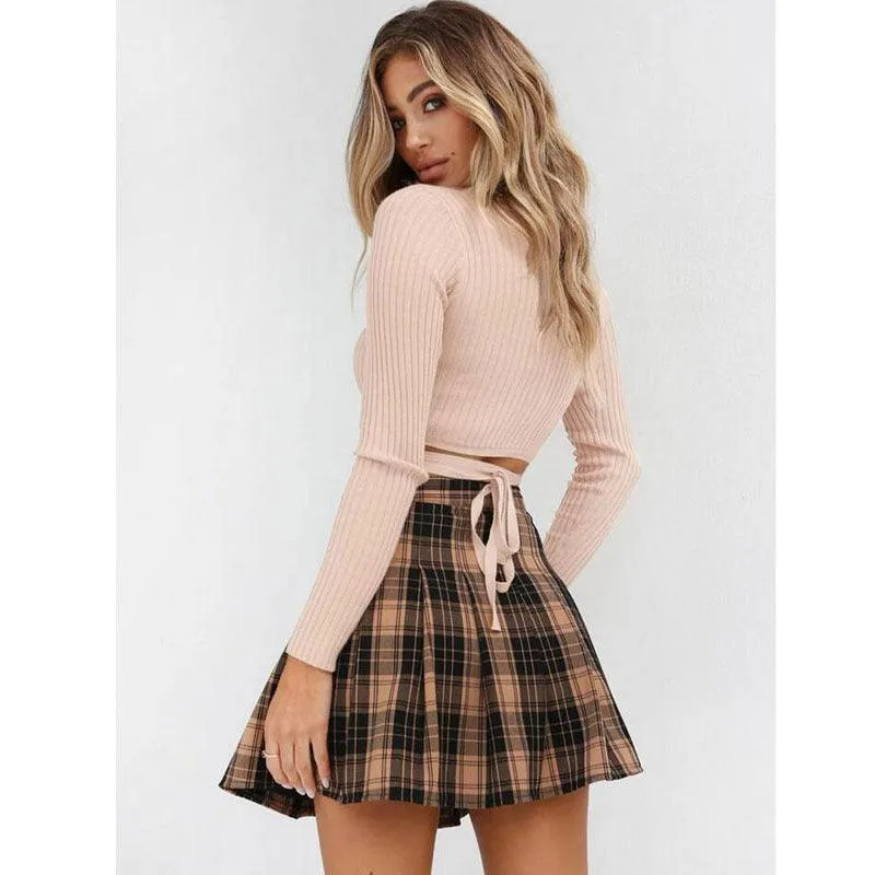 Women Ladies Summer Slim Crop Tops Long Sleeve T Shirt Casual Solid V Neck Knitted Short Tops