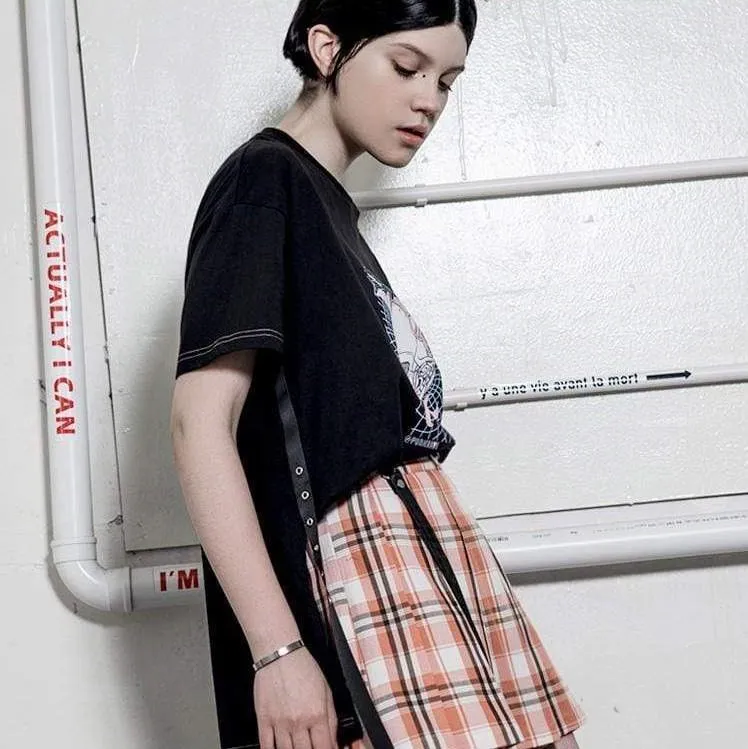 Women's After Short Before Long Skull Printed Eyelets Casual T-shirts