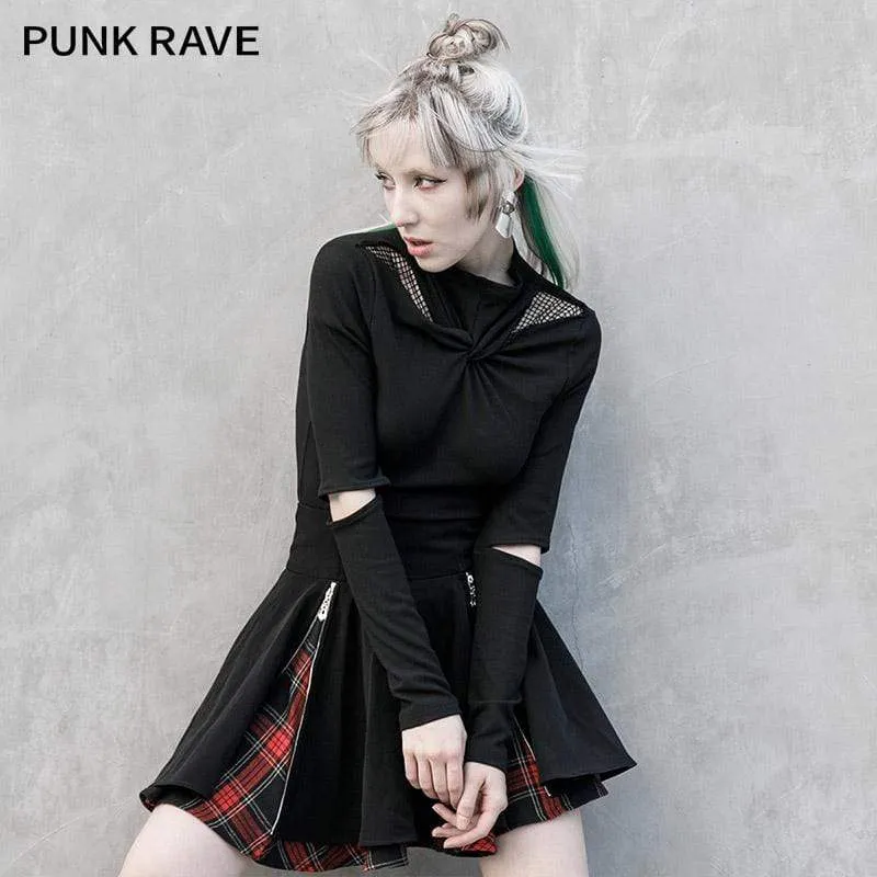 Women's Gothic Mesh Ripped Ruffles T-shirts
