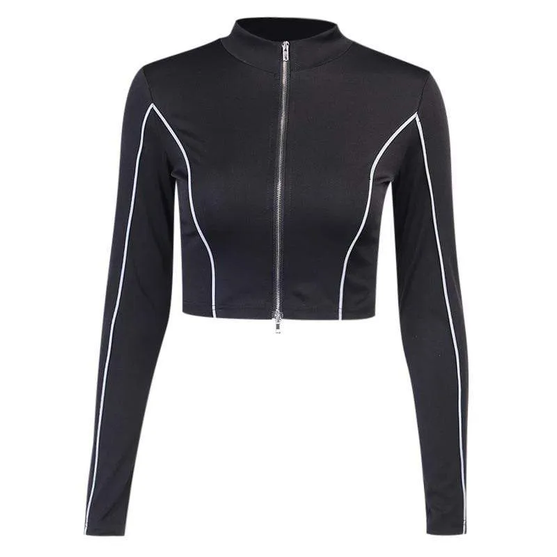 Women's Grunge Turn-down Collar Zipper Shirts