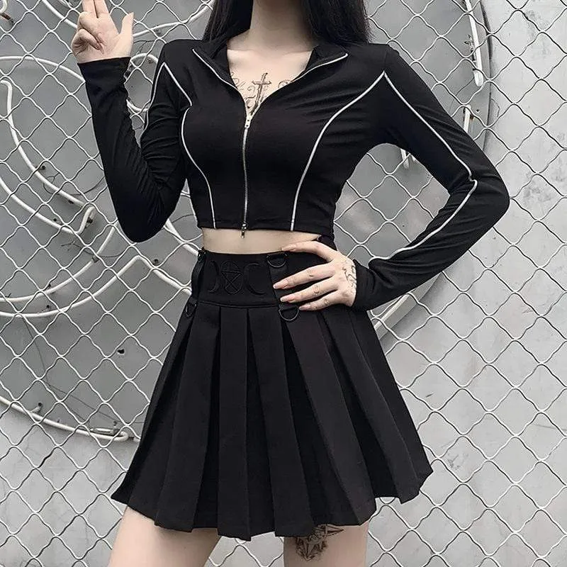 Women's Grunge Turn-down Collar Zipper Shirts