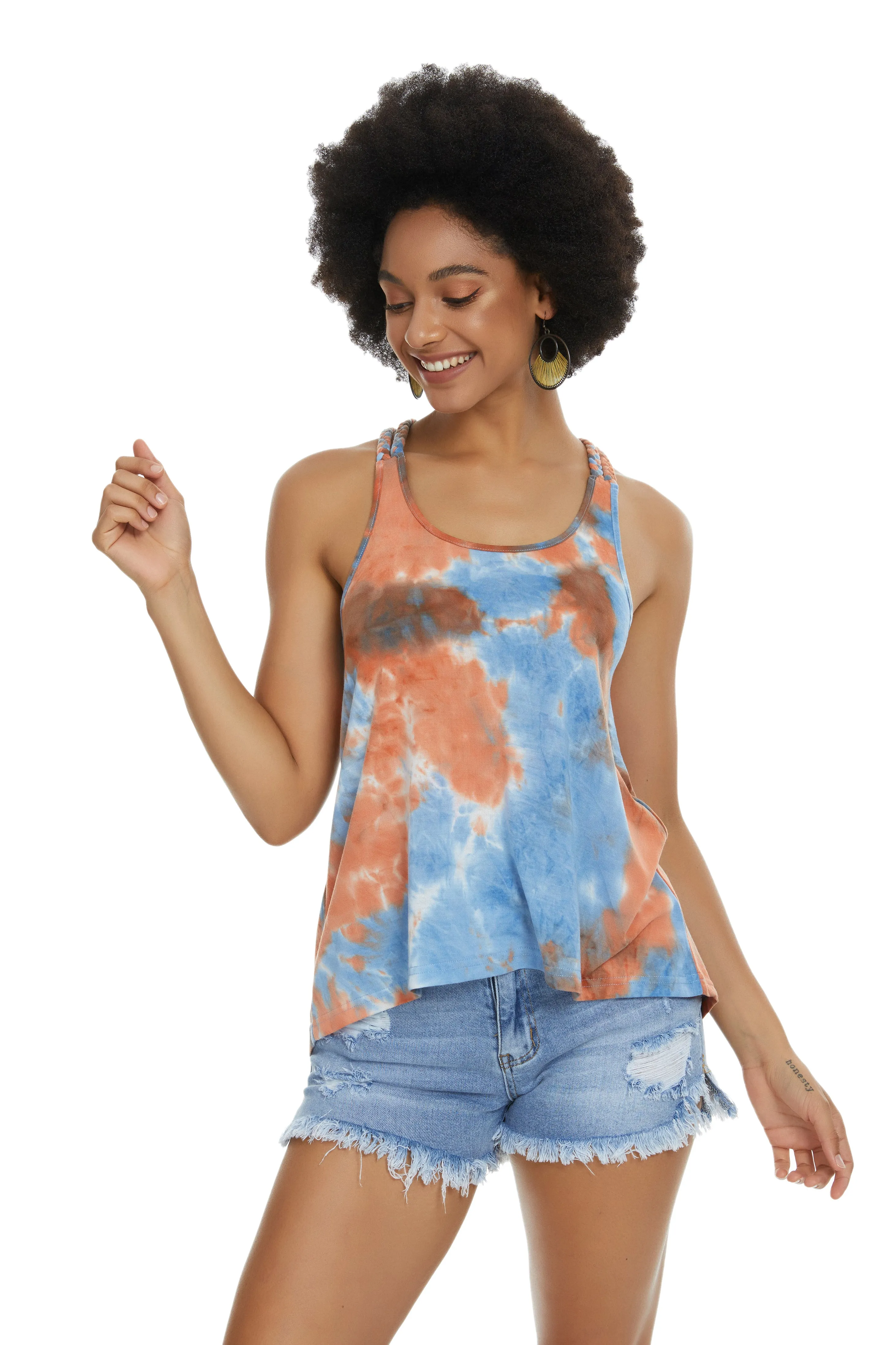 Women's Workout Tie Dye Tank Tops Sunset Glow