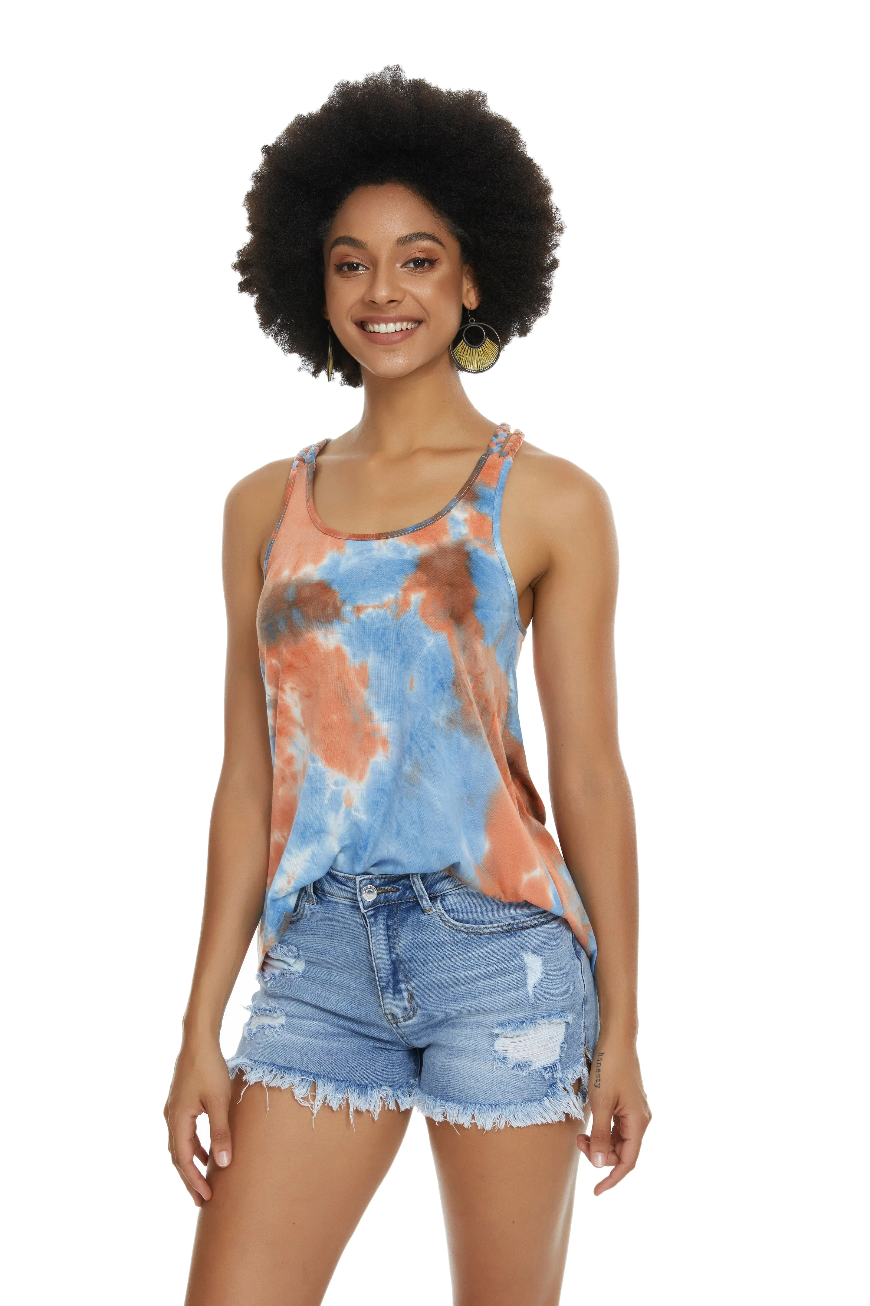 Women's Workout Tie Dye Tank Tops Sunset Glow