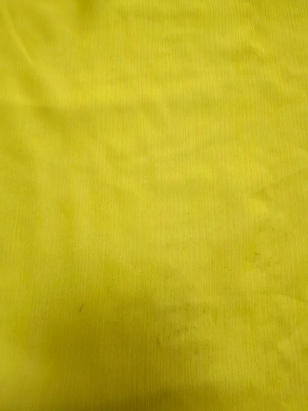 Yellow Woven Crinkled Silk Chiffon Fabric