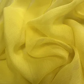 Yellow Woven Crinkled Silk Chiffon Fabric