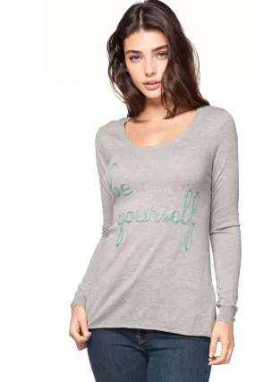 Zen Crewneck Sweater with "be yourself" Embroidery Stitch On Sale Now